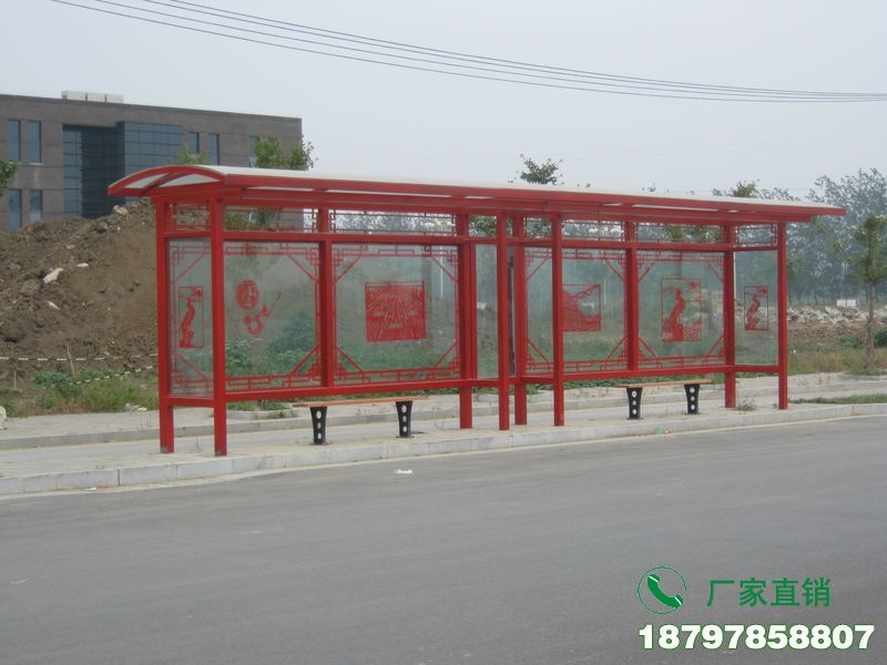 新安县中式金属古典公交候车亭